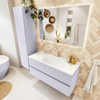 Mondiaz VICA Ensemble de meubles de salle de bains - 110cm - cale - 2 tiroirs - Lavabo MOON - au milieu - 1 trou de robinet - couleur talc - Version XL 60cm de haut SW1189237