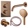 FugaFlow Eccelente Ensemble robinet de baignoire Acces - bec - 22cm raccourcissable - flexible lisse - douchette ronde - corps encastré - support mural - cuivre brossé PVD SW1469005