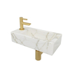 Wiesbaden Mini-Rhea gauche kit lave-mains 36x18x9cm effet marbre Carrara blanc incl. robinet lave-mains Amador en laiton brossé SW794546