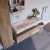 MONDIAZ ALAN - DLUX Badkamermeubelset - 120cm - onderkast - Washed Oak - 2 lades - vrijhangende wastafel - wasbak links - 0 kraangaten - Frappe SW808707