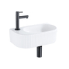 QeramiQ Fuente pack lave-mains – 40 x 21,5 x 12 cm – perçage à gauche – robinet noir mat – cannelé SW1232882