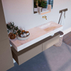 Mondiaz ALAN-DLUX Ensemble de meuble - 150cm - meuble Smoke mat - 2 tiroirs - Lavabo Cloud Ostra suspendu - vasque droite - 0 trous de robinet SW807462