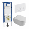 QeramiQ Dely Swirl Pack WC - 36.5x53cm - réservoir encastré Geberit UP720 Duofix Sigma - assise 35mm - plan de couverture blanc - boutons ronds - blanc brillant SW1413866