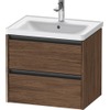Duravit Ketho.2 Wastafelonderbouwkast - met 2 laden - 63.4x45.5x54.9cm - met grepen antraciet - donker noten mat SW771882