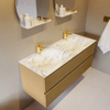 Mondiaz VICA-DLUX Ensemble de meuble de salle de bain - 120cm - meuble sous-vasque oro - 2 tiroirs - lavabo encastré cloud double - 2 trous de robinet - version haute de 60cm - glace SW1088259