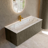 Ensemble de meuble de salle de bain Mondiaz KURVE-DLUX - 110x46x40cm - 1 tiroir - lavabo en solid surface - centre - 1 trou de robinet - Shadow SW1414575