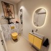 MONDIAZ TURE-DLUX Meuble toilette - 60cm - Ocher - EDEN - vasque Glace - position centrale - sans trou de robinet SW1103380