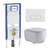 QeramiQ Dely Swirl Toiletset - 36.3x51.7cm - Geberit UP720 Duofix Sigma inbouwreservoir - slimzitting - glans witte bedieningsplaat - rechthoekige knoppen - wit glans SW1413986