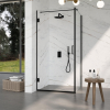 Fortifura Galeria Cabine de douche - 90x140x200cm - charnières - poignée de porte - barre de stabilisation - plat - verre de sécurité clair - Gunmetal brossé PVD (Anthracite) SW1222506