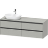 Duravit Ketho 2 meuble sous-lavabo avec plan de console avec 4 tiroirs pour vasque à poser à gauche 160x55x56.8cm avec poignées gris béton mat SW772670