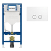 Geberit Duofix Element - UP 320 - QeramiQ Push Steel bedieningsplaat slim - wand 112cm - ronde knoppen - mat wit SW1595335