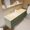 Mondiaz VICA-DLUX Ensemble de meuble de salle de bain - 150cm - meuble sous-vasque armée - 2 tiroirs - lavabo encastré nuage double - 2 trous de robinet - version haute de 60cm - ostra SW1087037