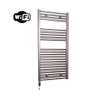 Sanicare HVW Radiateur électrique - 111,8x45cm - 596W - wifi - thermostat - noir - en bas à gauche - aspect inox (argent) SW1185583