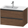 Duravit Ketho.2 Wastafelonderbouwkast - met 2 laden - voor waskom links - 81x48x54.9cm - met grepen antraciet - donker noten mat SW772713