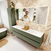 Mondiaz VICA Ensemble meuble de salle de bains - 180cm - army - 4 tiroirs - Lavabo MOON - double sans trou de robinet - couleur talc - Version XL 60cm de hauteur SW1189303