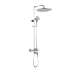 Fortifura Calvi Ensemble de douche pluie - thermostatique - douche de tête 30 cm - flexible lisse - douchette ronde - bec de baignoire pivotant - Inox brossé PVD SW1592489