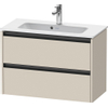 Duravit Ketho.2 Wastafelonderbouwkast - met 2 laden - 81x39x54.9cm - met grepen antraciet - taupe supermat SW772071