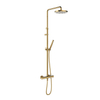 Hotbath Ace Regendoucheset - thermostatisch - hoofddouche 21cm - staafmodel handdouche - gladde doucheslang - PVD - geborsteld messing goud SW1119154