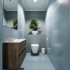 MONDIAZ ADA Toiletmeubel 80x30x50cm met 1 kraangaten 2 lades dark brown mat Wastafel Lex rechts Solid Surface Wit SW472793