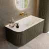 Mondiaz KURVE-DLUX Ensemble de meuble de salle de bains - 95x46x40cm - 1 tiroir - 1 porte - lavabo solid surface - droit - sans trou de robinet - Shadow SW1414325