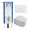 QeramiQ Dely Swirl Toiletset - 36.3x51.7cm - Geberit UP720 Duofix Sigma inbouwreservoir - 35mm zitting - glans witte bedieningsplaat - ronde knoppen - glans wit SW1413867