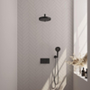 BRAUER Stripe Douche de tête thermostatique encastrée - boutons-poussoirs - SET 28 - pomme de douche 25cm - bras mural droit - douchette 3 positions - flexible de douche - coude mural - noir mat SW1435156