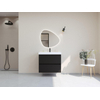 HR Infinity XXL ensemble de meubles de salle de bain 3d 80 cm 1 lavabo en céramique blanc 1 trou de robinet 2 tiroirs noir mat SW863452