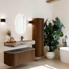 MONDIAZ THOR-DLUX Meuble de salle de bains - 110cm - arrondi gauche + droite - couleur Walnut - 1 tiroir et 2 portes - Vasque suspendue CLOUD Droite 1 trou de robinet - couleur Sombra SW1463036