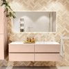 MONDIAZ VICA Ensemble de meuble de salle de bains - 150cm - meuble bas rosee - 4 tiroirs - lavabo cloud à droite - sans trous de robinet - version haute 60cm - talc SW1083339