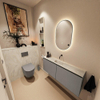 MONDIAZ TURE-DLUX Meuble WC 120 cm Smoke. Lavabo EDEN Ostra position milieu. Sans trou de robinet. SW1105103