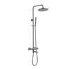 Fortifura Calvi Regendoucheset - thermostatisch - 25cm hoofddouche - metalen slang - staaf handdouche - draaibare baduitloop - Geborsteld Gunmetal PVD SW1592507