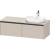 Duravit ketho 2 meuble sous lavabo avec plaque console avec 2 tiroirs pour lavabo à droite 140x55x45.9cm avec poignées anthracite taupe mat SW772821