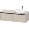 Duravit Ketho.2 Wastafelonderbouwkast - inclusief consoleplaat - met 2 laden - voor waskom rechts - 140x55x45.9cm - met handgrepen antraciet - taupe mat SW772821
