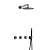 Hotbath Cobber IBS70 Regendoucheset - inbouw - 38.5cm wandarm - 20cm ronde hoofddouche - staafhanddouche - mat/glans verouderd ijzer (zwart) SW677623