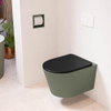 Mondiaz LAVIE hangtoilet – spoelrandloos – 36 x 53 cm – met softclose zitting – Army (groen), zitting Urban (zwart) SW1208739