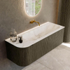 Mondiaz KURVE-DLUX Ensemble de meubles de salle de bains - 125x46x40cm - 1 tiroir - 1 porte - vasque solid surface - droite - sans trou de robinet - Shadow SW1414356