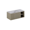Thebalux Linea Ensemble de meubles de salle de bains - 120x55x46cm - 1 tiroir - sans poignée - Façade rainurée verticale - lavabo Corian - gauche - sans trou de robinetterie - Placage Natural SW1239570