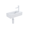 QeramiQ Fuente pack lave-mains – 37,5 x 18,5 x 9 cm – céramique blanc brillant – perçage à droite – robinet blanc mat SW1232736