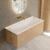 MONDIAZ KURVE-DLUX 110cm Meuble salle de bain - couleur Oak - 1 tiroir - vasque BIG MEDIUM centre - sans trou de robinet - couleur Ostra SW1137781