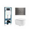 QeramiQ Dely Swirl Toiletset - inbouwreservoir Qeramiq Flush - slim zitting - metaal gunmetal bedieningsplaat - ronde knoppen - mat wit SW1578397