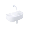 QeramiQ Fuente fonteinset – halfrond – 40x21.5x12 cm – keramiek wit mat – mat witte kraan – geribbeld SW1233095