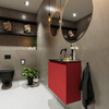 MONDIAZ TURE Toiletmeubel 60x23x50cm met 0 kraangaten 2 deuren fire mat Wastafel Eden links Solid Surface Zwart SW475385