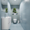 MONDIAZ ADA Meuble WC - 80x30x50cm - 1 trou de robinet - 2 tiroirs - talc mat - vasque à gauche - Solid surface - Blanc SW472510