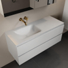 Mondiaz Aivy ensemble de meubles de salle de bains - 120x45x50cm - 0 trous de robinet - 1 vasque talc Solid surface - Gauche - 2 tiroirs - Avec armoire de toilette - MDF Talc SW892220