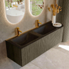 Mondiaz KURVE Ensemble de meuble de salle de bains - 145x46x40cm - 1 tiroir - 1 porte - vasque solid surface - double / gauche - 2 trous de robinet - Shadow SW1414288