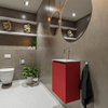 MONDIAZ TURE Toiletmeubel 40x23x50cm met 0 kraangaten 1 deuren fire mat Wastafel Eden links Solid Surface Wit SW474997