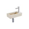 FugaFlow Efficiente Pietra Fonteinset - 37.5x18.5x9cm - keramiek - kraangat rechts - fonteinkraan chroom - afvoerplug - verlaagd sifon - Mat Beige SW1442215