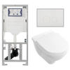 Villeroy & Boch O.novo toiletset met Geberit inbouwreservoir met diepspoel wandcloset wit softclose zitting en bedieningsplaat met ronde knoppen wit SW791656