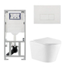 QeramiQ Dely Pack WC - 36.3x51.7cm - à fond creux - sans bride - réservoir WC attenant Geberit UP320 - abattant WC à fermeture douce - plaque de déclenchement blanche brillante - boutons rectangulaires - blanc mat SW1102471