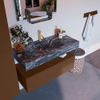 Mondiaz ALAN-DLUX Ensemble de meuble - 100cm - meuble Rust mat - 1 tiroir - Lavabo Cloud Lava suspendu - vasque Centre - 1 trou de robinet SW808133
